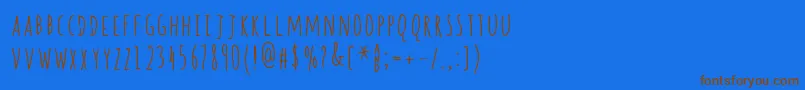 SpillBeans-Schriftart – Braune Schriften auf blauem Hintergrund