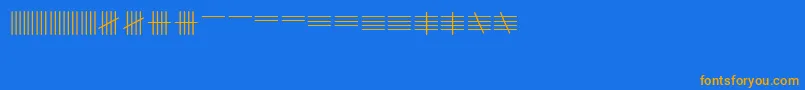 フォントTallyMark – オレンジ色の文字が青い背景にあります。