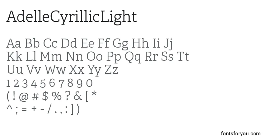 AdelleCyrillicLight-fontti – aakkoset, numerot, erikoismerkit