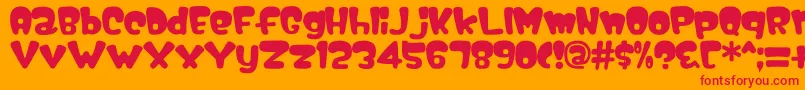 Nipple-Schriftart – Rote Schriften auf orangefarbenem Hintergrund