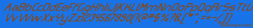 OmicronZetaSlant Font – Brown Fonts on Blue Background
