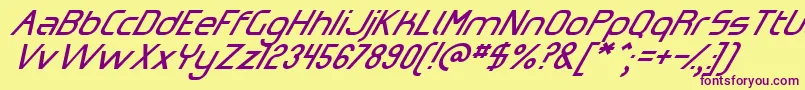 OmicronZetaSlant Font – Purple Fonts on Yellow Background