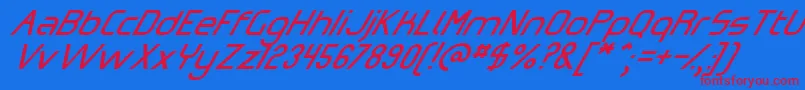 OmicronZetaSlant Font – Red Fonts on Blue Background