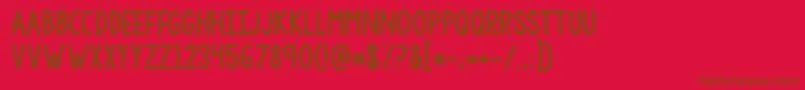Weitere Informationen zur Kgsorrynotsorrychub-Schriftart Kgsorrynotsorrychub-Schriftart – Braune Schriften auf rotem Hintergrund