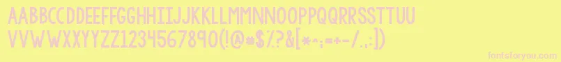 フォントKgsorrynotsorrychub – ピンクのフォント、黄色の背景