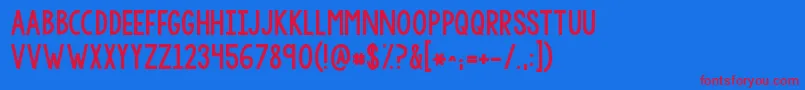 Kgsorrynotsorrychub-Schriftart – Rote Schriften auf blauem Hintergrund