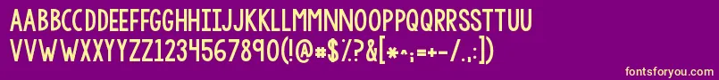 Подробнее о шрифте Kgsorrynotsorrychub Шрифт Kgsorrynotsorrychub – жёлтые шрифты на фиолетовом фоне