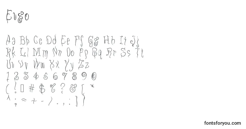 Schriftart Eugo – Alphabet, Zahlen, spezielle Symbole