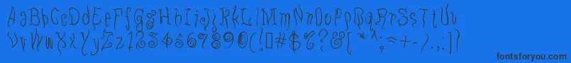 Fonte Eugo – fontes pretas em um fundo azul