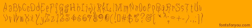 Weitere Informationen zur Eugo-Schriftart Eugo-Schriftart – Braune Schriften auf orangefarbenem Hintergrund
