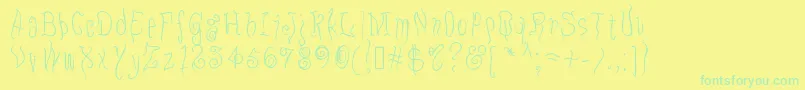 フォントEugo – 黄色い背景に緑の文字