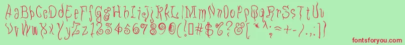 Fonte Eugo – fontes vermelhas em um fundo verde
