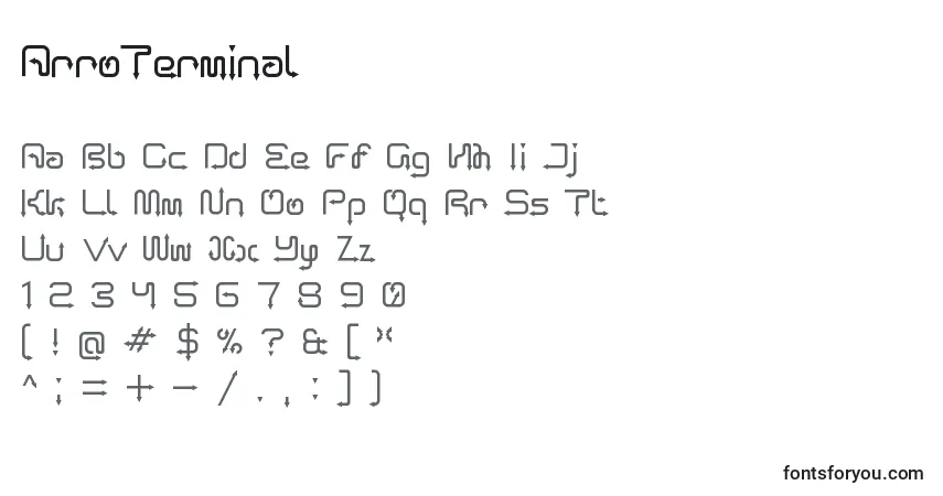 Czcionka ArroTerminal – alfabet, cyfry, specjalne znaki