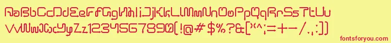 ArroTerminal-Schriftart – Rote Schriften auf gelbem Hintergrund