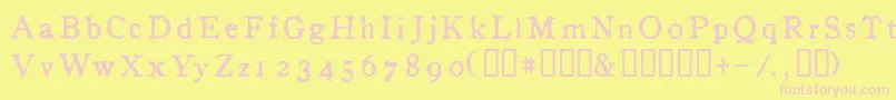 InAlpha-fontti – vaaleanpunaiset fontit keltaisella taustalla