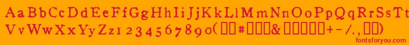 InAlpha-Schriftart – Rote Schriften auf orangefarbenem Hintergrund