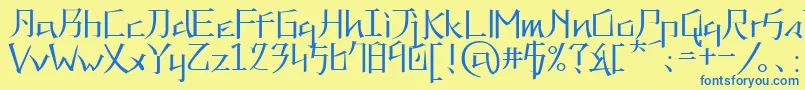 フォントKna – 青い文字が黄色の背景にあります。