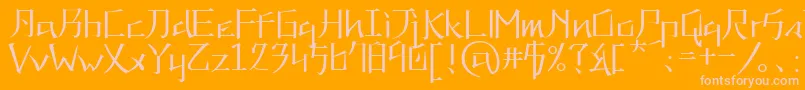 Kna-Schriftart – Rosa Schriften auf orangefarbenem Hintergrund