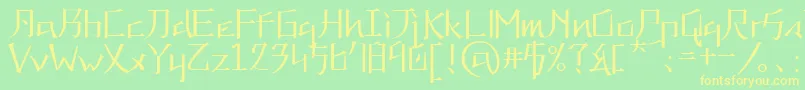 Kna Font – Yellow Fonts on Green Background