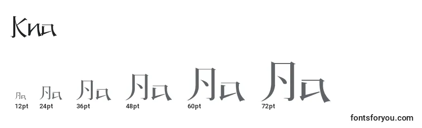 Размеры шрифта Kna