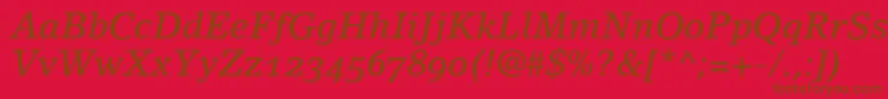 LinoletterMediumItalicOldstyleFigures Font – Brown Fonts on Red Background