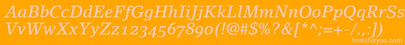 fuente LinoletterMediumItalicOldstyleFigures – Fuentes Rosadas Sobre Fondo Naranja