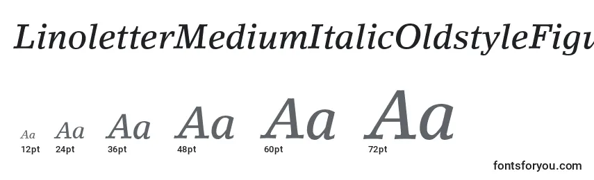 Размеры шрифта LinoletterMediumItalicOldstyleFigures