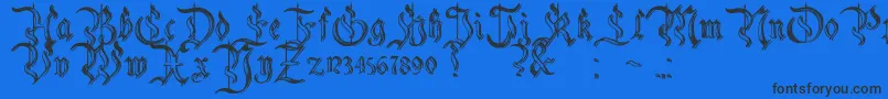 CharterwellNo5-Schriftart – Schwarze Schriften auf blauem Hintergrund