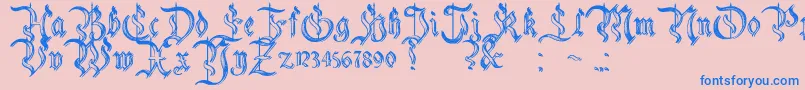 CharterwellNo5-Schriftart – Blaue Schriften auf rosa Hintergrund