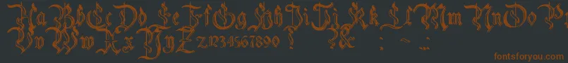 CharterwellNo5-Schriftart – Braune Schriften auf schwarzem Hintergrund