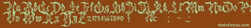CharterwellNo5-fontti – vihreät fontit ruskealla taustalla