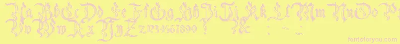 CharterwellNo5-fontti – vaaleanpunaiset fontit keltaisella taustalla