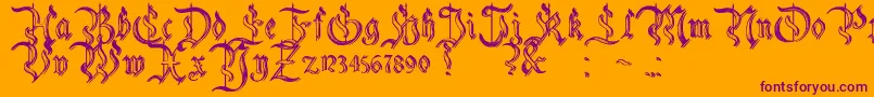 CharterwellNo5-Schriftart – Violette Schriften auf orangefarbenem Hintergrund