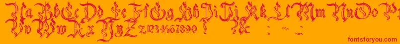 CharterwellNo5-Schriftart – Rote Schriften auf orangefarbenem Hintergrund