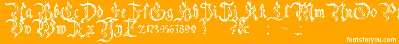 CharterwellNo5-Schriftart – Weiße Schriften auf orangefarbenem Hintergrund