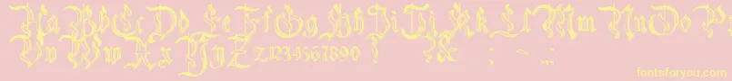 CharterwellNo5-Schriftart – Gelbe Schriften auf rosa Hintergrund