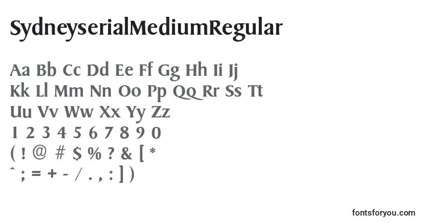 Schriftart SydneyserialMediumRegular – Alphabet, Zahlen, spezielle Symbole