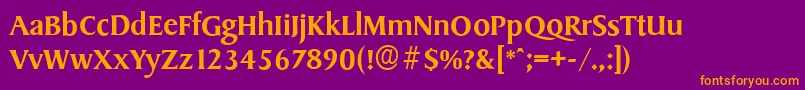 Fonte SydneyserialMediumRegular – fontes laranjas em um fundo violeta