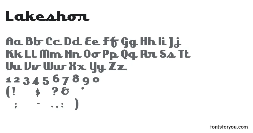 Schriftart Lakeshor – Alphabet, Zahlen, spezielle Symbole