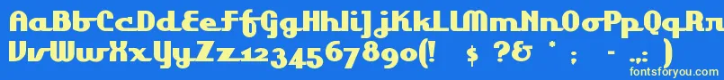 フォントLakeshor – 黄色の文字、青い背景