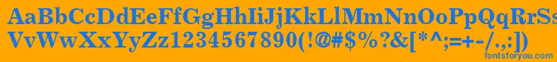 CentricSsiBold-Schriftart – Blaue Schriften auf orangefarbenem Hintergrund