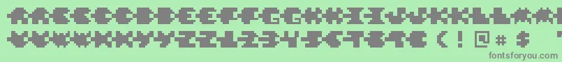 PixelVerde-fontti – harmaat kirjasimet vihreällä taustalla