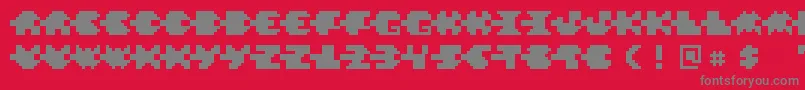 PixelVerde-Schriftart – Graue Schriften auf rotem Hintergrund