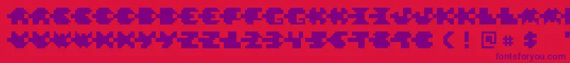 PixelVerde-Schriftart – Violette Schriften auf rotem Hintergrund