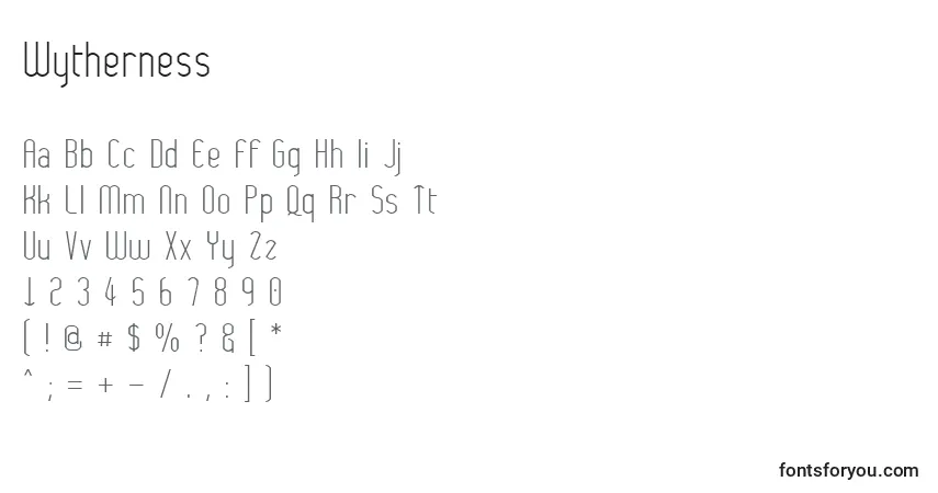 Czcionka Wytherness – alfabet, cyfry, specjalne znaki