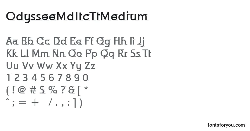 Czcionka OdysseeMdItcTtMedium – alfabet, cyfry, specjalne znaki