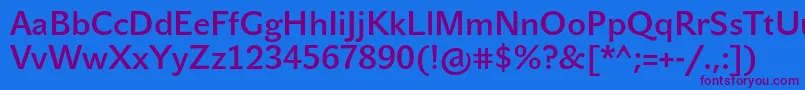 JohnsansLiteProBold Font – Purple Fonts on Blue Background