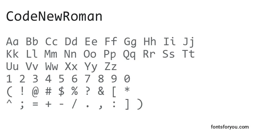 Schriftart CodeNewRoman – Alphabet, Zahlen, spezielle Symbole