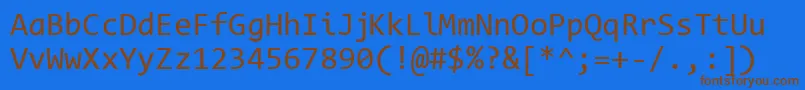CodeNewRoman-Schriftart – Braune Schriften auf blauem Hintergrund