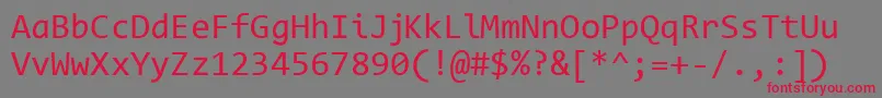 Czcionka CodeNewRoman – czerwone czcionki na szarym tle